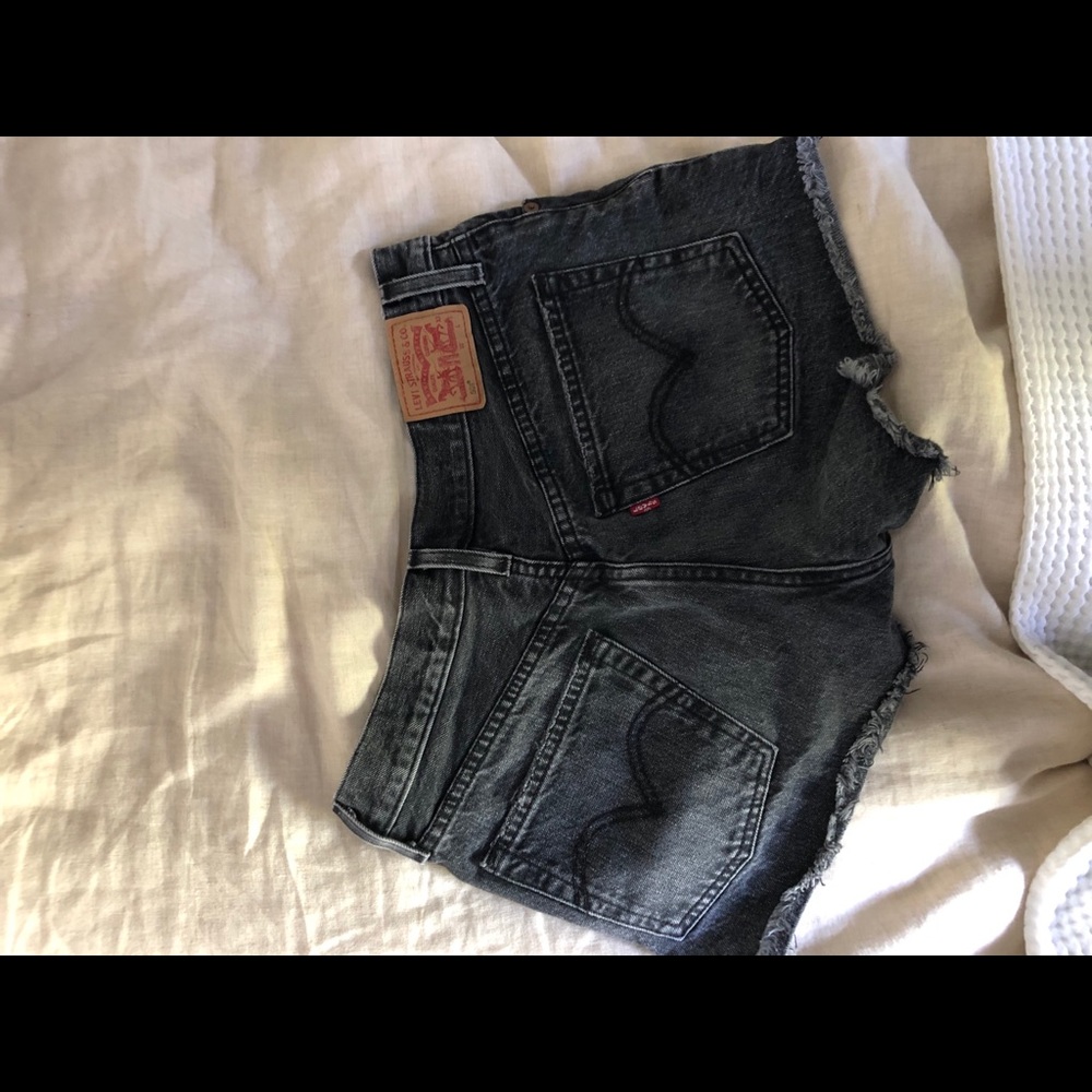 black high rise 501 Levi shorts